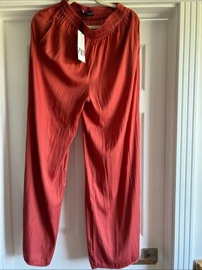 Zara Coral-Rust Wide Leg Pants
